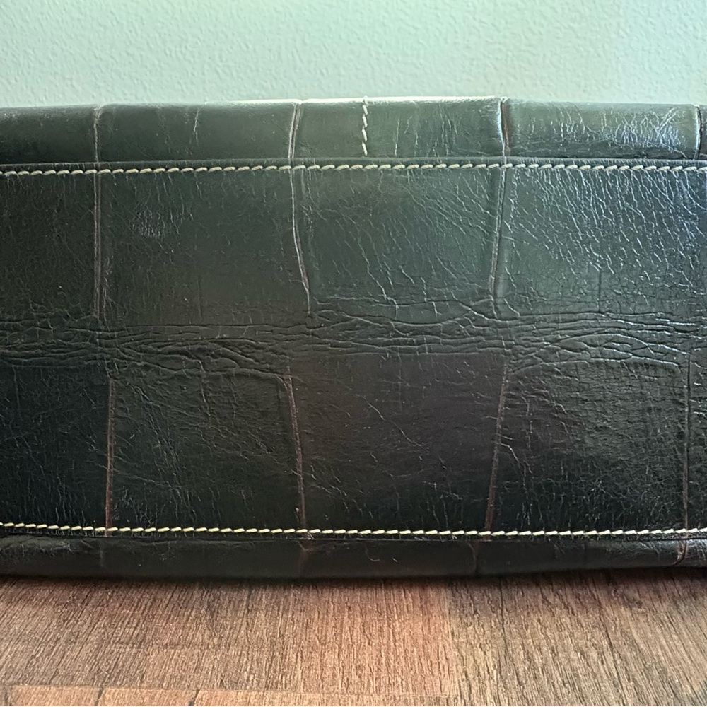 Dooney & Bourke Embossed Leather Hobo Shoulder Bag Brown Zip Pocket - Picture 7 of 10